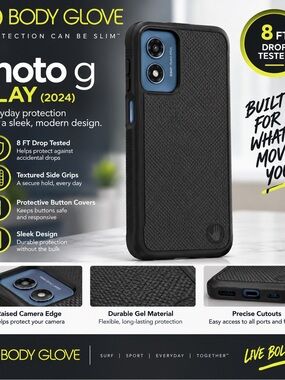 Body Glove Black Textured Gel Case for Moto G Play (2024)